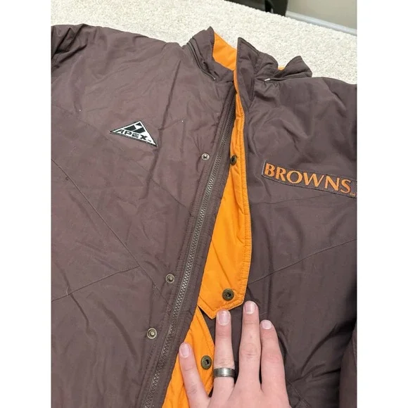 VTG 90s Cleveland Browns NFL Pro Line Apex One Parka Coat Jacket Full Zip XL - Picture 4 of 8